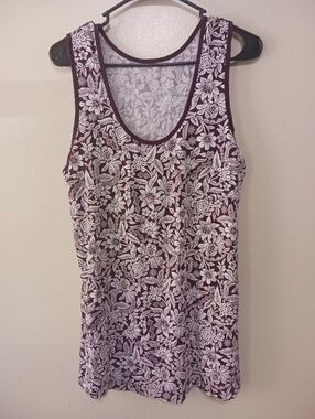 Dreams Co Womens Floral Scoop Neck Tank Top in Brown and White Medium14/16  A-19